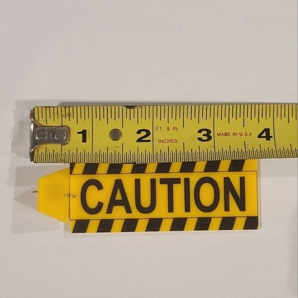 Caution Sign Dangle Post Novelty Earrings - Picture 4 of 8